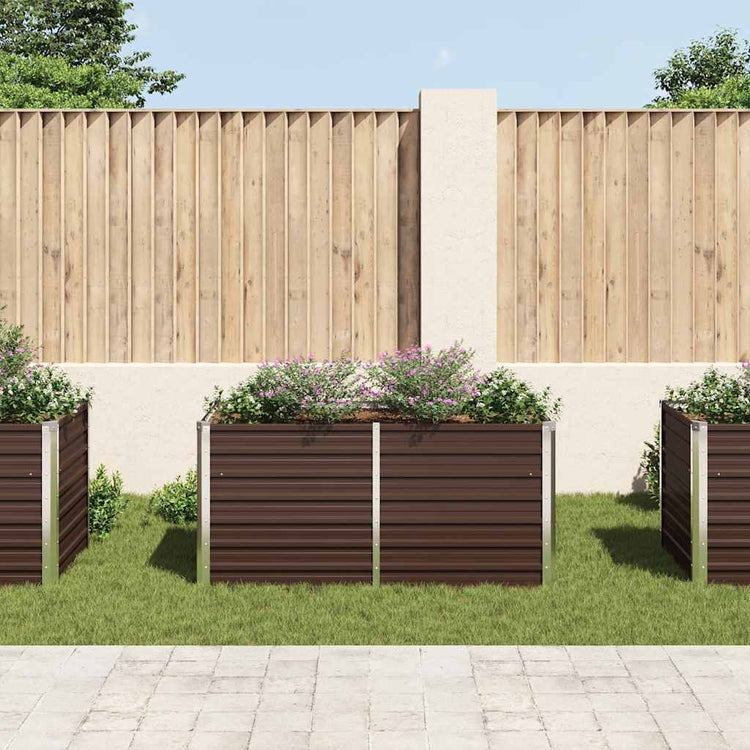 Vidaxl Planter surélevé 160x80x77 cm en acier galvanisé marron en acier