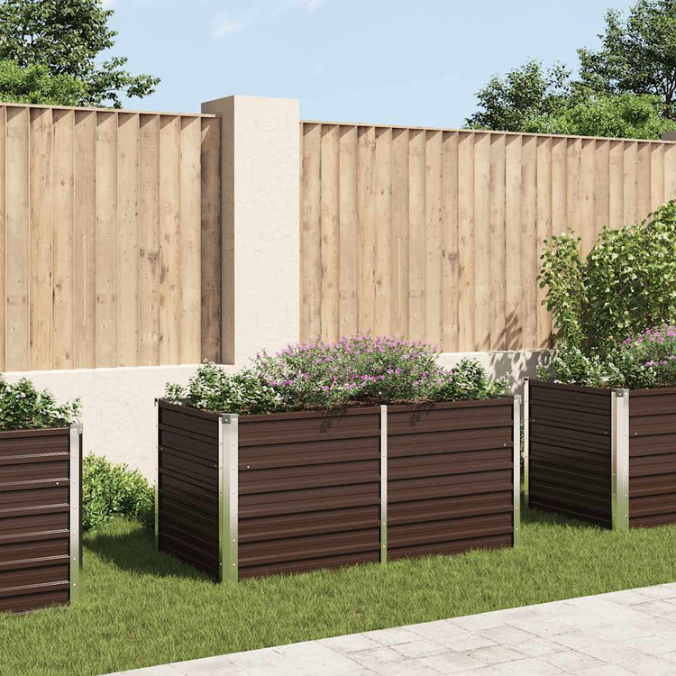 Vidaxl Planter surélevé 160x80x77 cm en acier galvanisé marron en acier
