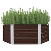 Vidaxl Planter surélevé 129x129x46 cm en acier galvanisé marron en acier - afbeelding 1