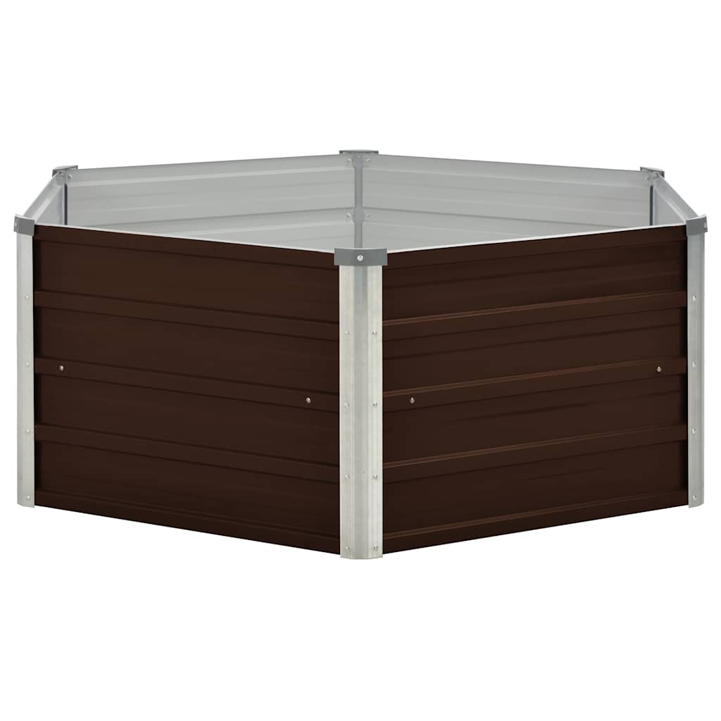 Vidaxl Planter surélevé 129x129x46 cm en acier galvanisé marron en acier