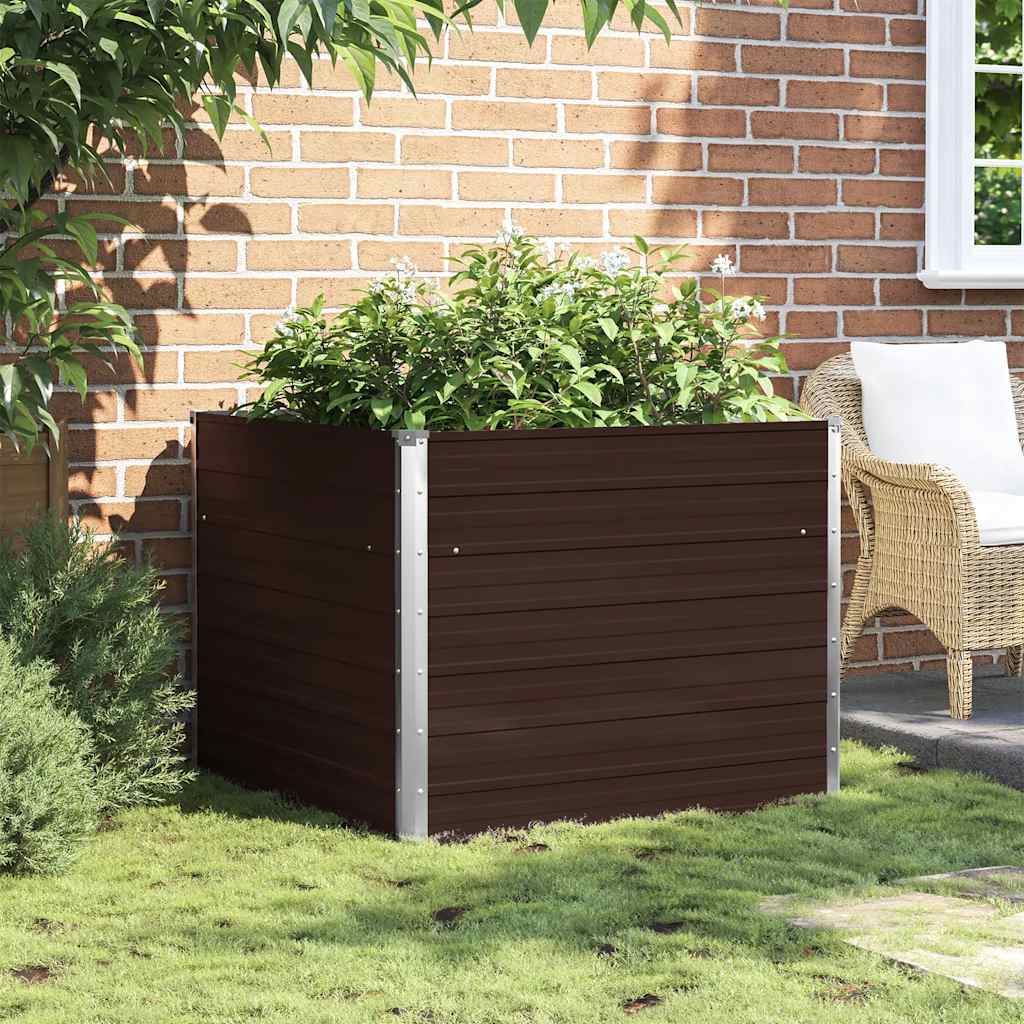 Vidaxl Planter surélevé 100x100x77 cm en acier galvanisé brun