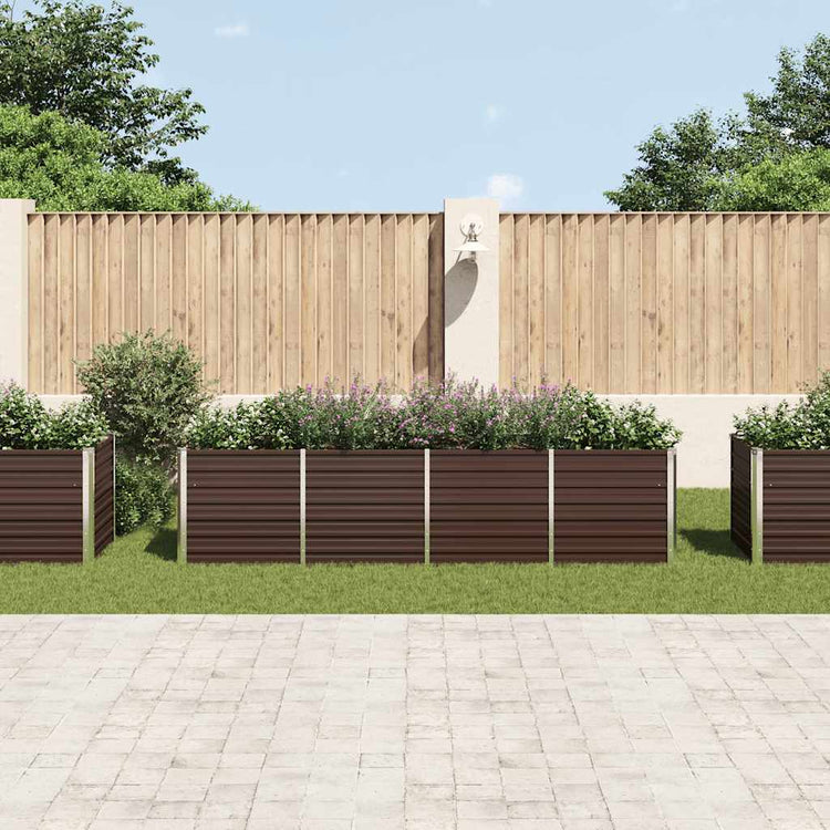 Planter vidaxl inséré 320x80x77 cm brun en acier galvanisé