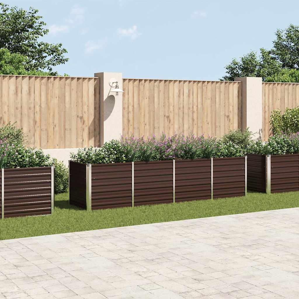 Planter vidaxl inséré 320x80x77 cm brun en acier galvanisé