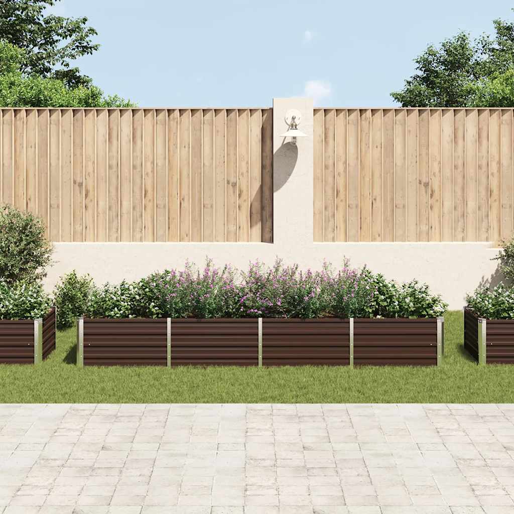Planter vidaxl inséré 320x80x45 cm brun en acier galvanisé