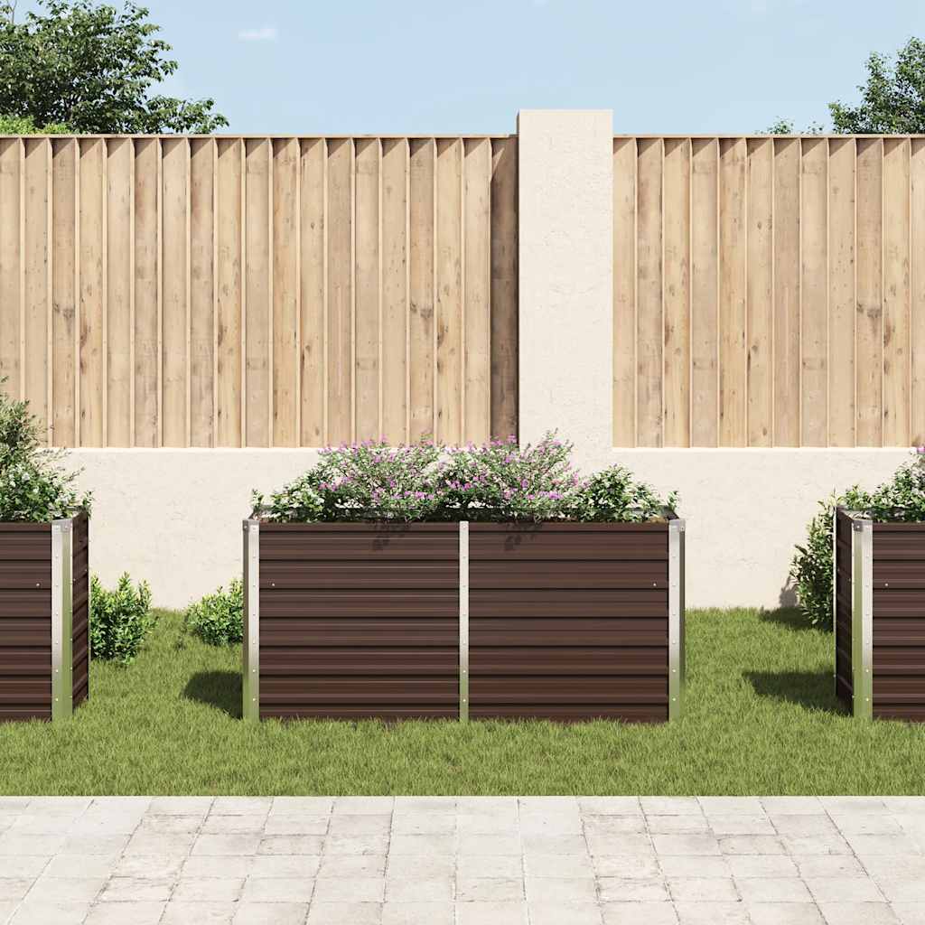 Vidaxl Planter surélevé 160x40x77 cm en acier galvanisé marron en acier