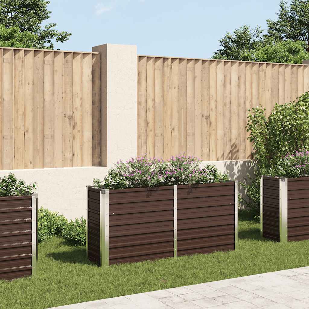 Vidaxl Planter surélevé 160x40x77 cm en acier galvanisé marron en acier