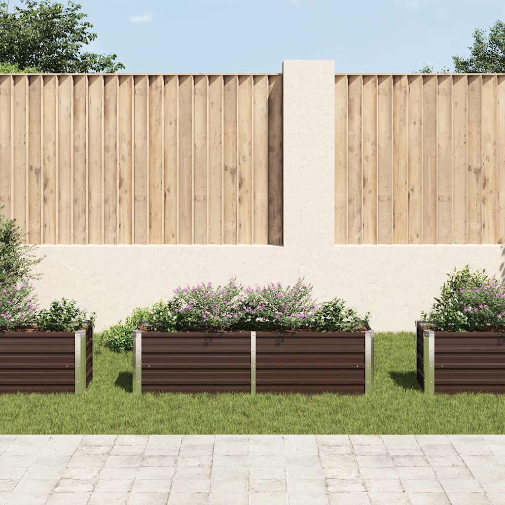 Vidaxl Planter surélevé 160x40x45 cm en acier galvanisé brun