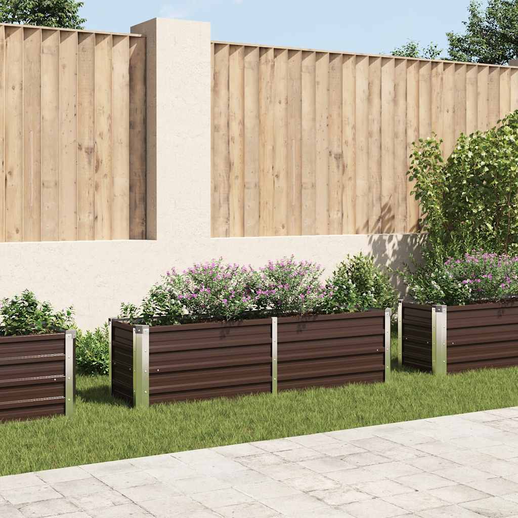 Vidaxl Planter surélevé 160x40x45 cm en acier galvanisé brun