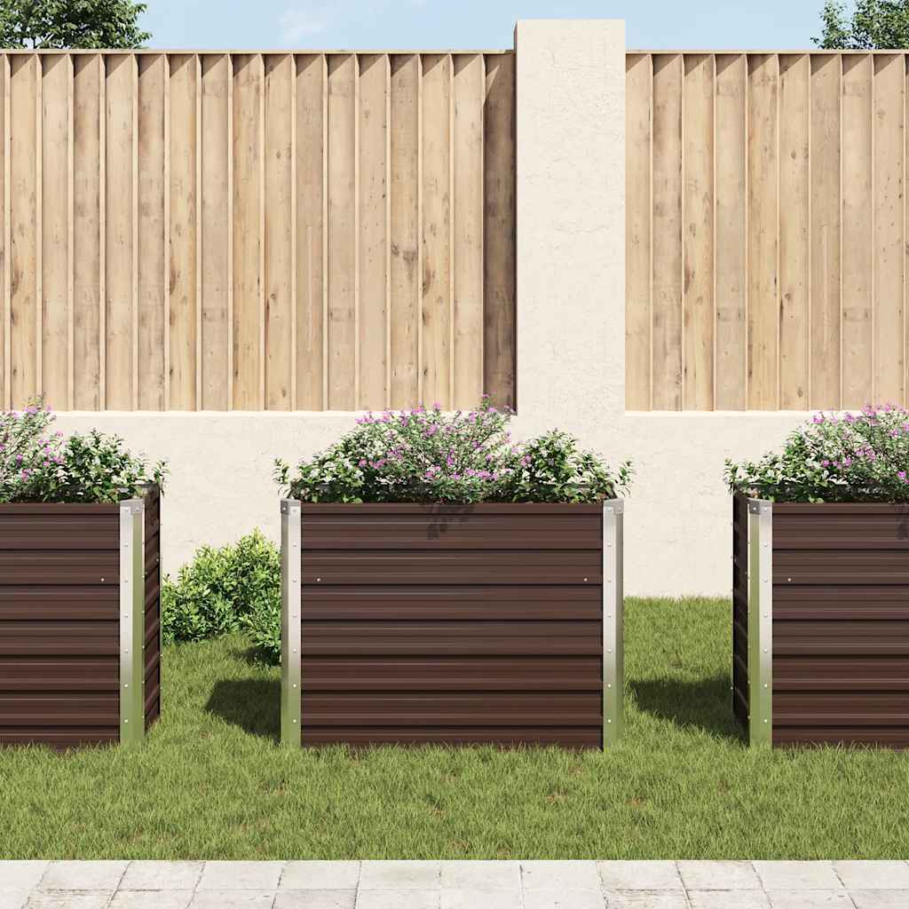 Vidaxl Planter surélevé 100x40x77 cm en acier galvanisé brun