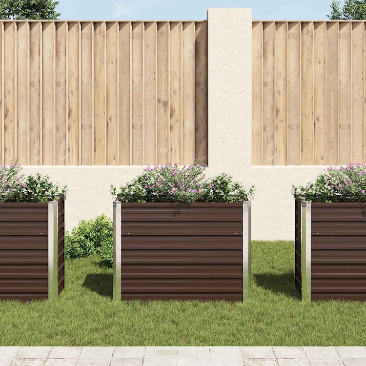 Vidaxl Planter surélevé 100x40x77 cm en acier galvanisé brun