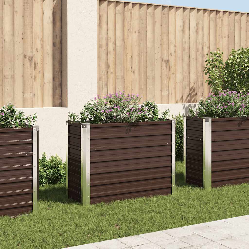 Vidaxl Planter surélevé 100x40x77 cm en acier galvanisé brun