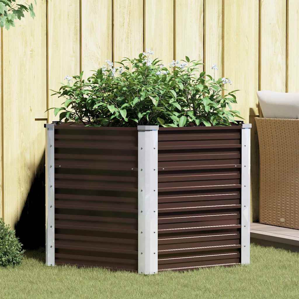 Vidaxl Planter surélevé 129x129x77 cm en acier galvanisé marron en acier