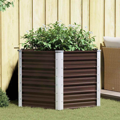 Vidaxl Planter surélevé 129x129x77 cm en acier galvanisé marron en acier