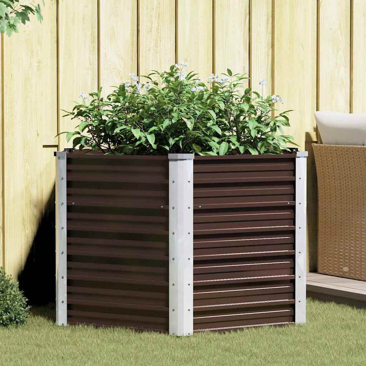 Vidaxl Planter surélevé 129x129x77 cm en acier galvanisé marron en acier