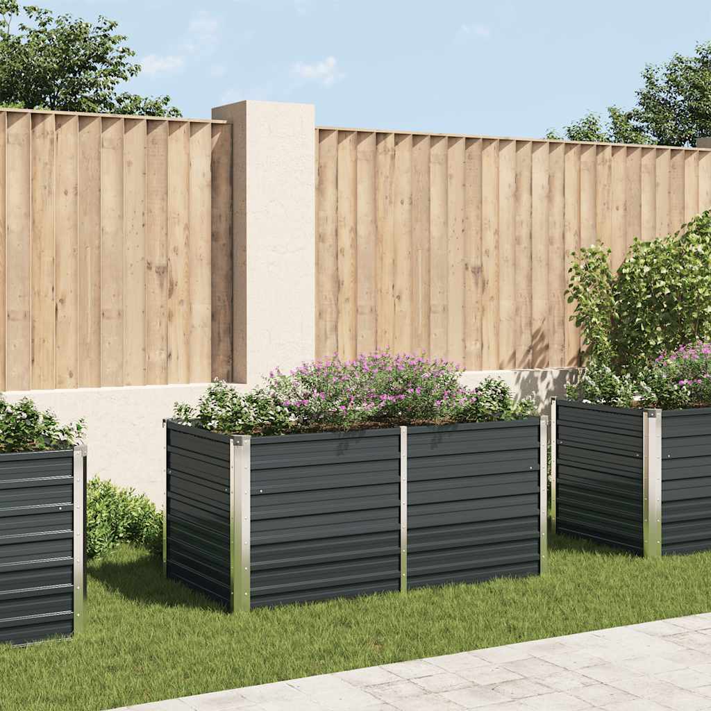 Vidaxl Planter surélevé 160x80x77 cm anthracite en acier galvanisé