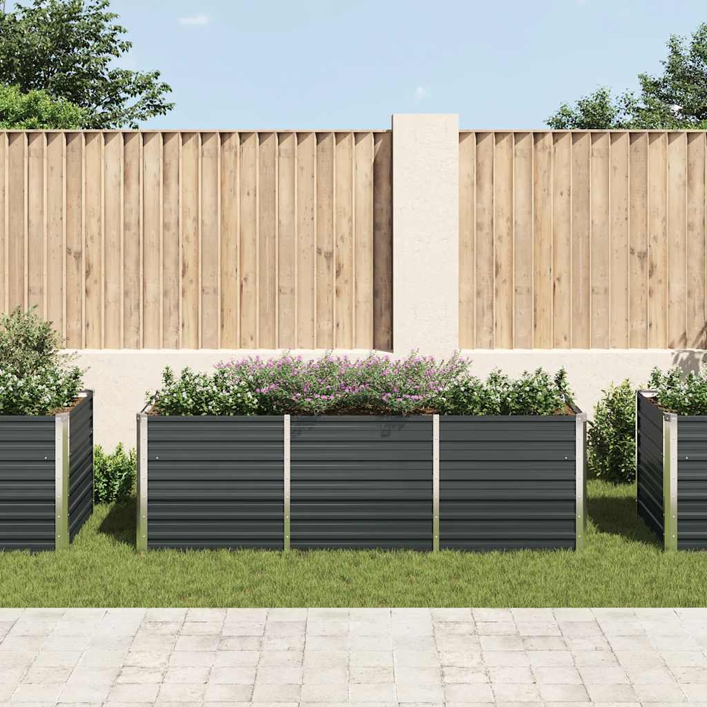 Vidaxl Planter surélevé 240x80x77 cm anthracite en acier galvanisé