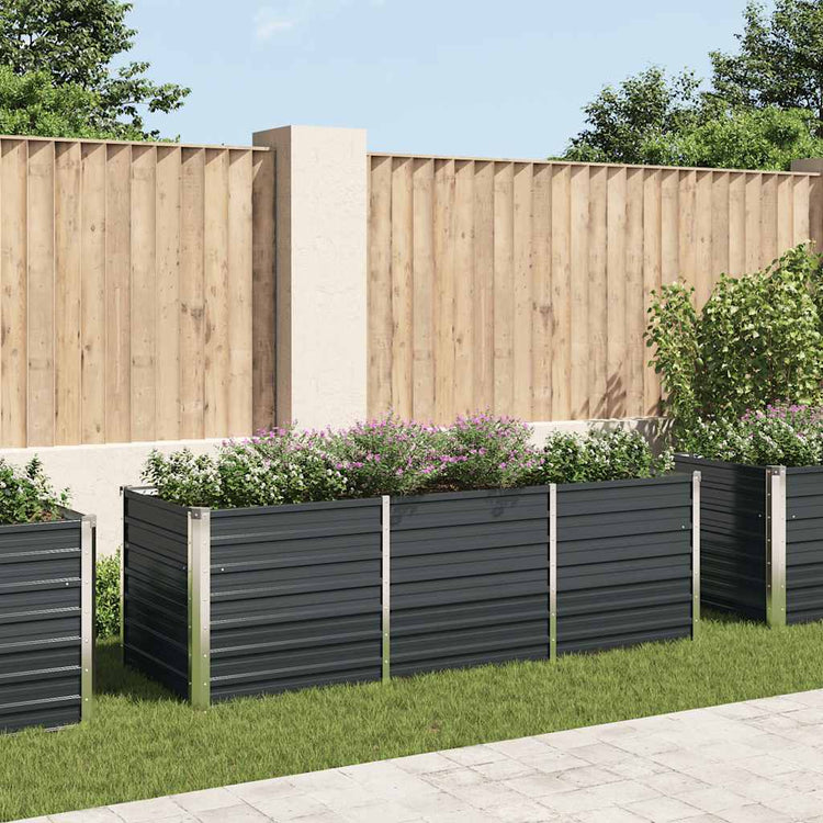 Vidaxl Planter surélevé 240x80x77 cm anthracite en acier galvanisé