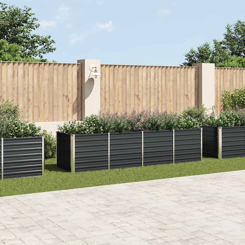 Vidaxl Planter surélevé 320x80x77 cm anthracite en acier galvanisé