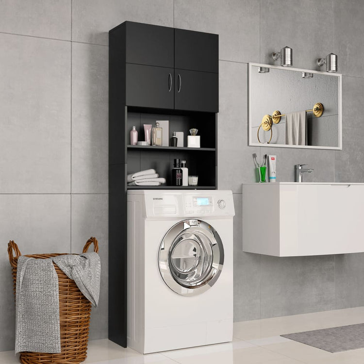 Armoire de machine à laver Vidaxl 64x25.5x190 cm Bois de bois noir