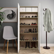 Armoire à chaussures vidaxl 80x35.5x180cm en bois de bois blanc sonoma chêne coloré - afbeelding 3