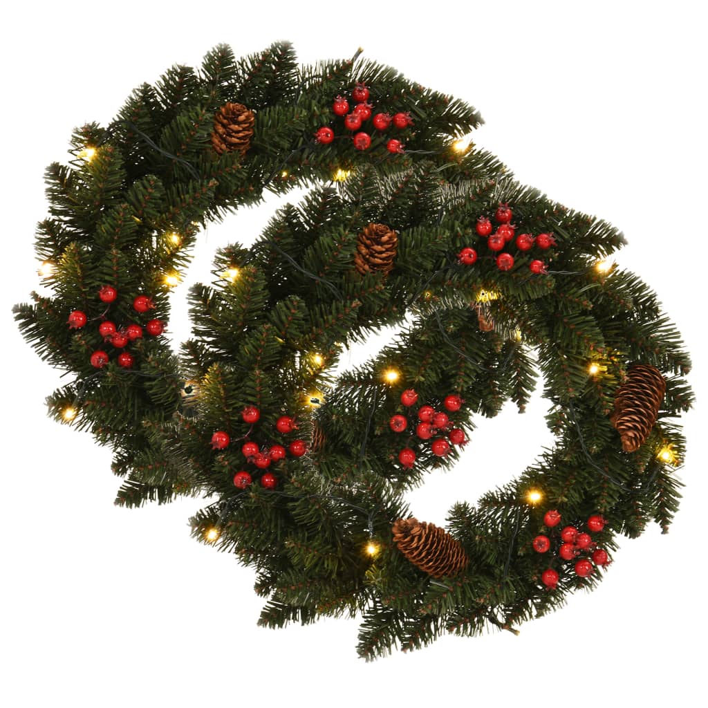 Vidaxl Couronnes de Noël 2 ST avec décoration 45 cm vert