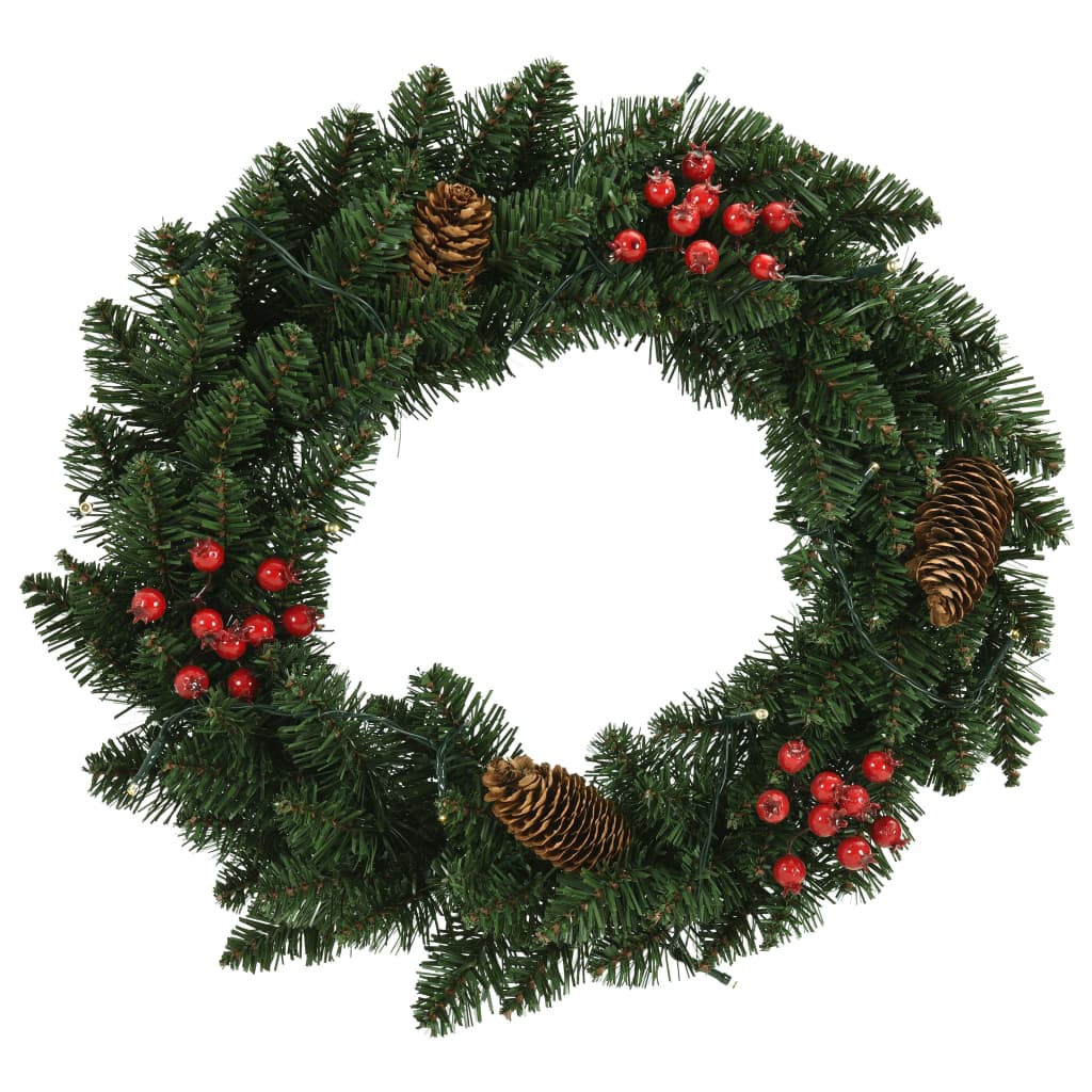 Vidaxl Couronnes de Noël 2 ST avec décoration 45 cm vert