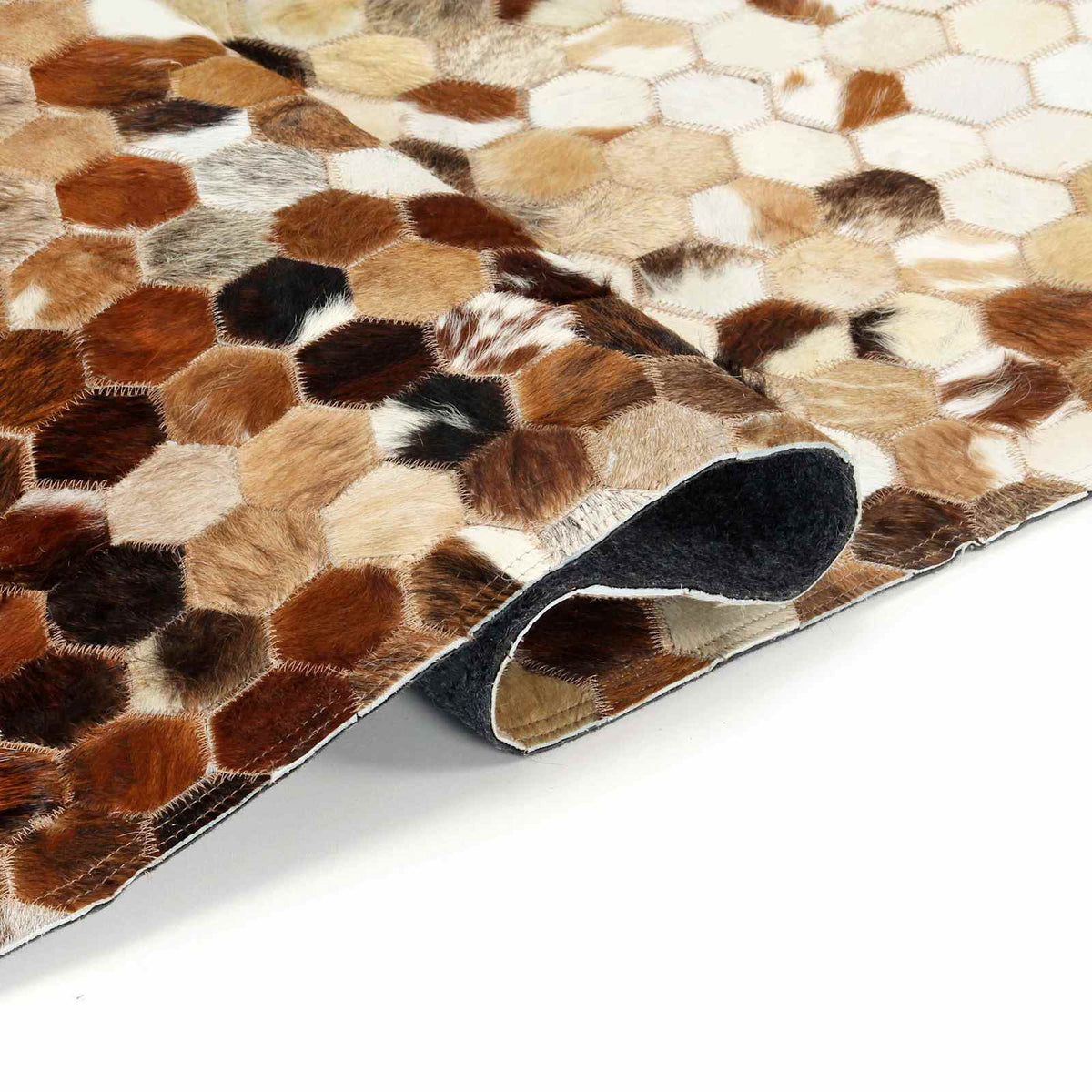 VidaXL tapis en cuir patchwork peau de vache marron 170 x 120 cm cuir