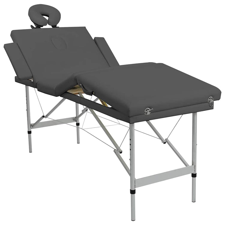 Table de massage Vidaxl avec 4 zones 186x68 cm Cadre d'aluminium anthracite