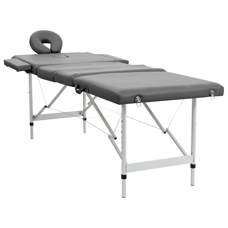 Table de massage Vidaxl avec 4 zones 186x68 cm Cadre d'aluminium anthracite