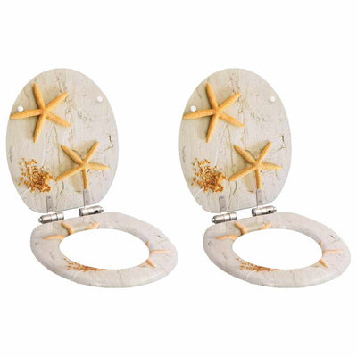 Vidaxl Toilet Seadts 2 ST avec couvercles de linge mdf conception