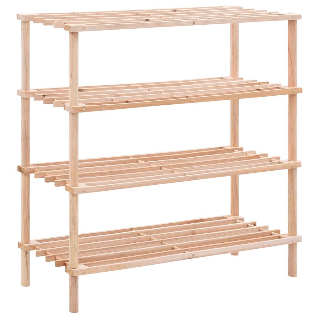 Rack à chaussures Vidaxl 4 couches solides en pin massif