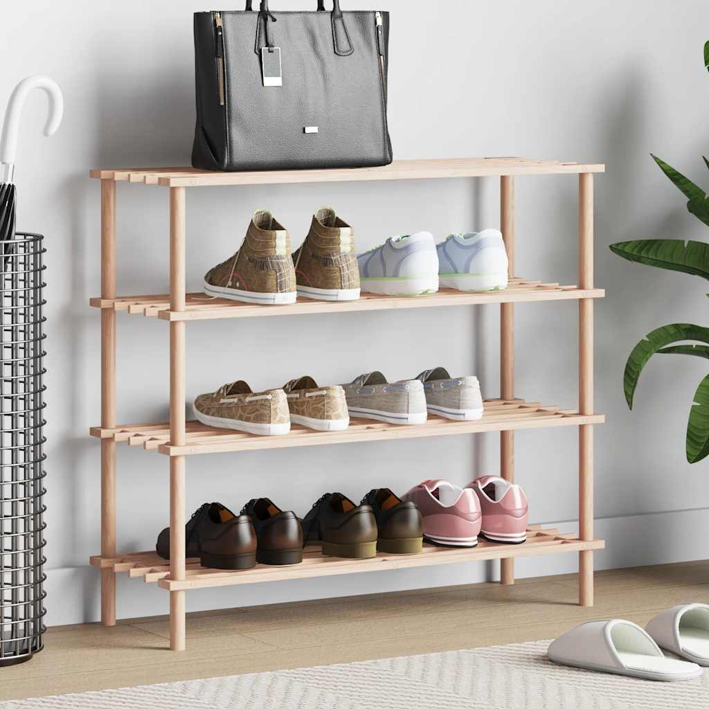 Rack à chaussures Vidaxl 4 couches solides en pin massif