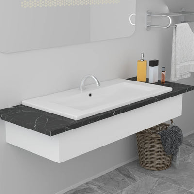 Vidaxl Built -en Wash Tableau 91x39.5x18,5 cm Céramique blanc