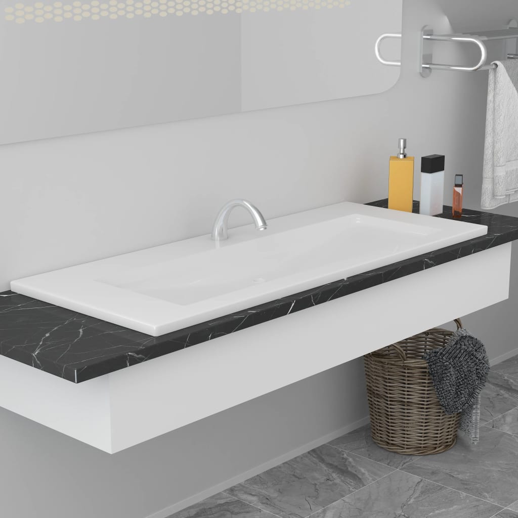 Vidaxl Built -en Wash Tableau 101x39.5x18,5 cm Céramique blanc