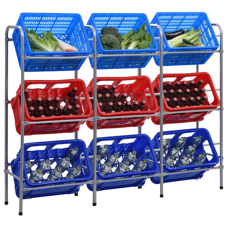 Rack de rangement Vidaxl pour 9 caisses 145x33x116 en acier en acier couleur