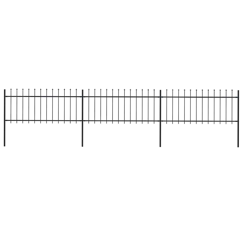 Vidaxl Garden Fence avec Spears Top 5.1x0,8 m en acier noir
