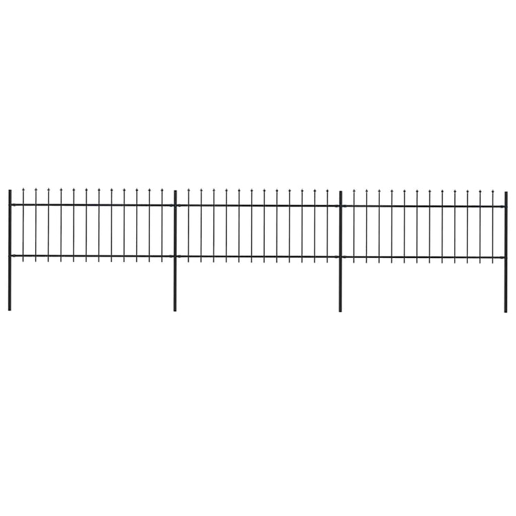 Vidaxl Garden Fence avec Spears Top 5.1x0,8 m en acier noir