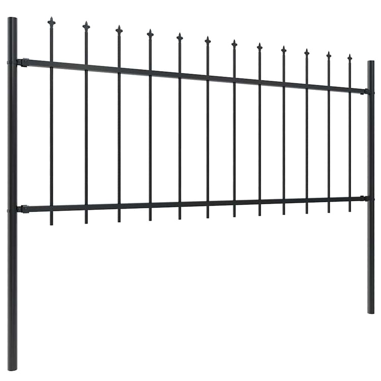 Vidaxl Garden Fence avec Spears Top 5.1x0,8 m en acier noir