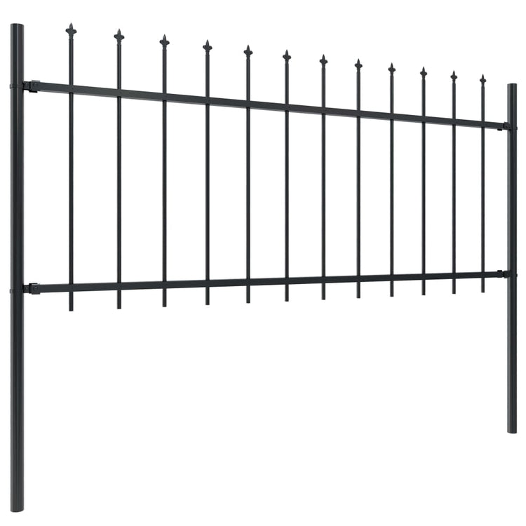 Vidaxl Garden Fence avec Spears Top 11.9x0,8 m en acier noir