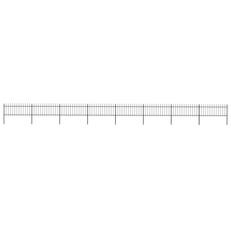 Vidaxl Garden Fence avec Spears Top 13.6x0,8 m en acier noir