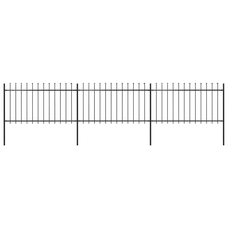 Vidaxl Garden Fence avec Spears Top 5.1x1 m en acier noir