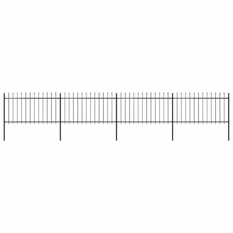 Vidaxl Garden Fence avec Spears Top 6,8x1 m en acier noir