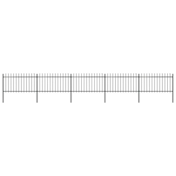 Vidaxl Garden Fence avec Spears Top 8,5x1 m en acier noir