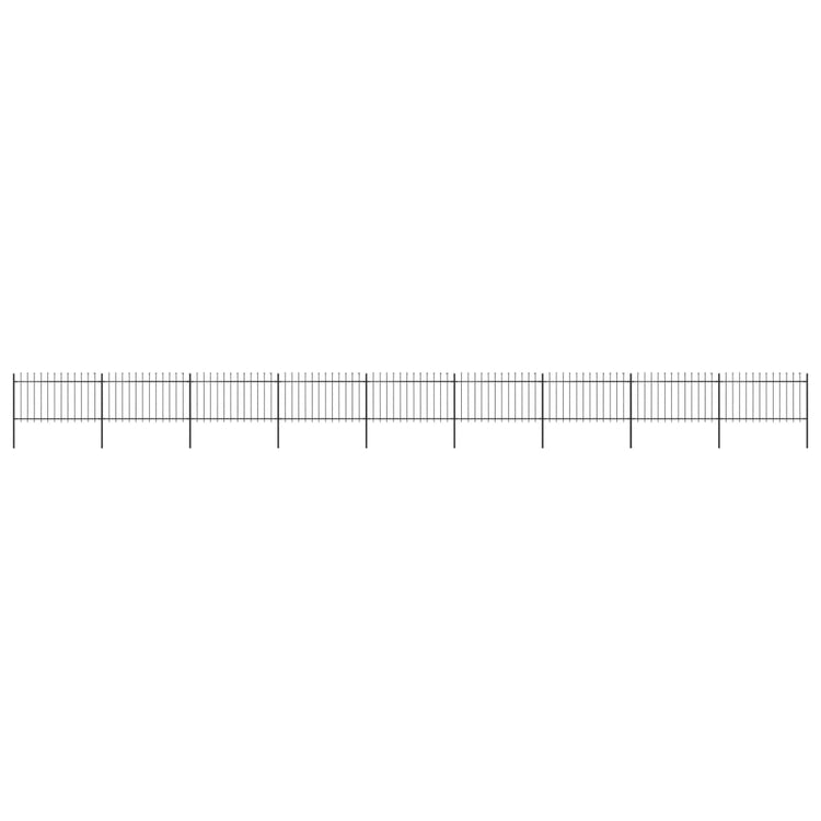 Vidaxl Garden Fence avec Spears Top 15,3x1 m en acier noir