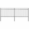 Clôture de jardin vidaxl avec des lances supérieures 3,4x1,2 m en acier noir