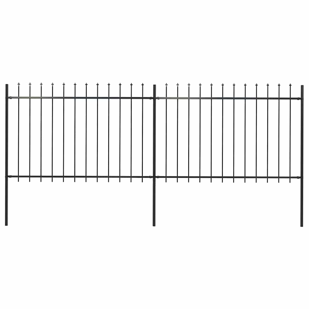 Clôture de jardin vidaxl avec des lances supérieures 3,4x1,2 m en acier noir