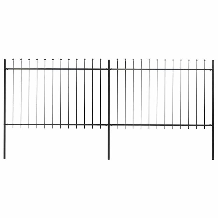Clôture de jardin vidaxl avec des lances supérieures 3,4x1,2 m en acier noir