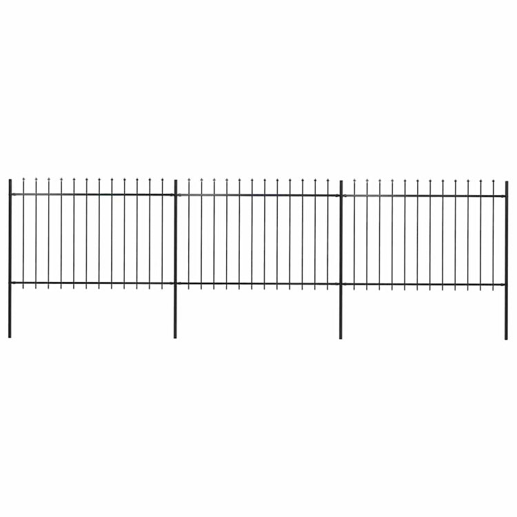 Vidaxl Garden Fence avec Spears Top 5.1x1,2 m en acier noir