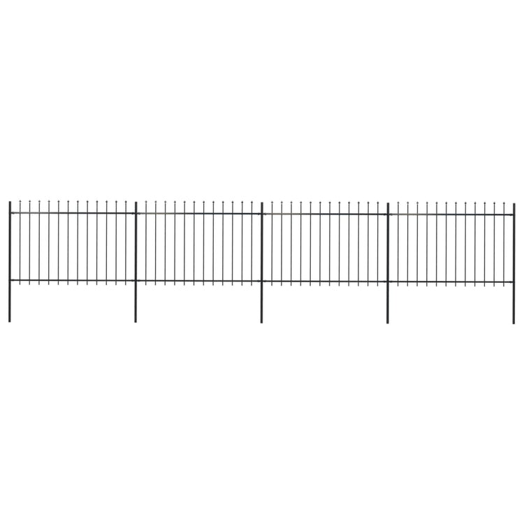 Vidaxl Garden Fence avec Spears Top 6,8x1,2 m en acier noir