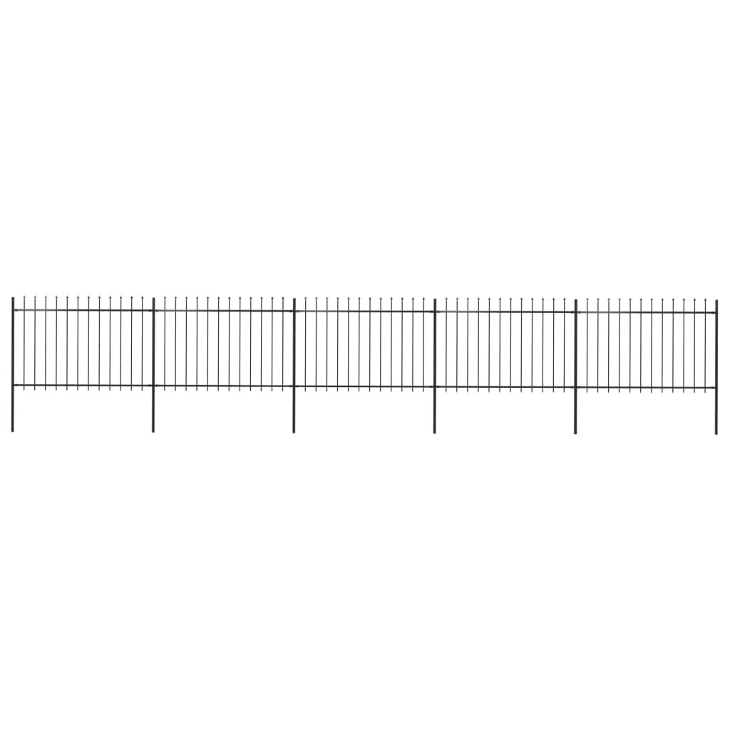 Vidaxl Garden Fence avec Spears Top 8,5x1,2 m en acier noir